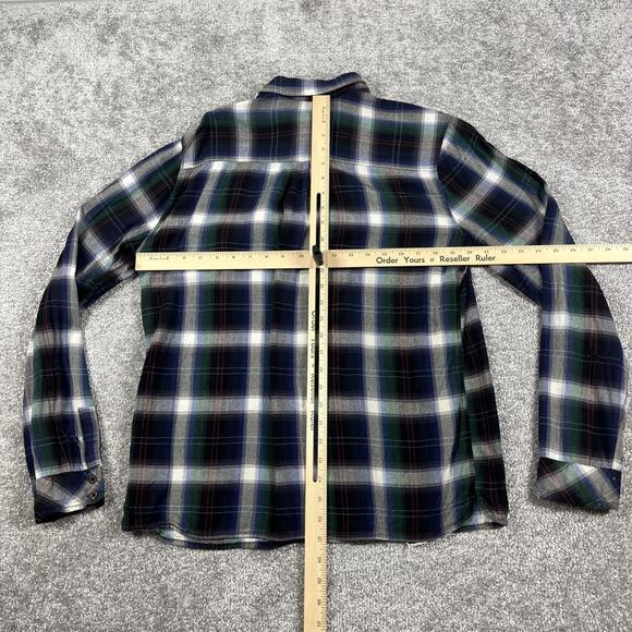 Salt Valley Flannel Shirt Mens Large Rayon Western Plaid Button Up *Distressed* - Picture 12 of 16